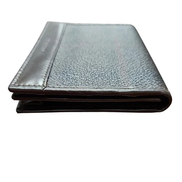 Auth Burberry Haymarket Check Card Holder Black Leather Slim Italy Shadow Horse - Picture 3 of 13